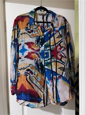 Cocoon house artisan  silk top size Large